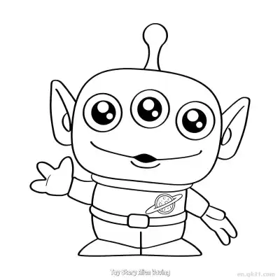 Free printable Toy Story Alien Waving 2 Coloring Page - Free PDF Printable Toy Story Coloring Sheets coloring page