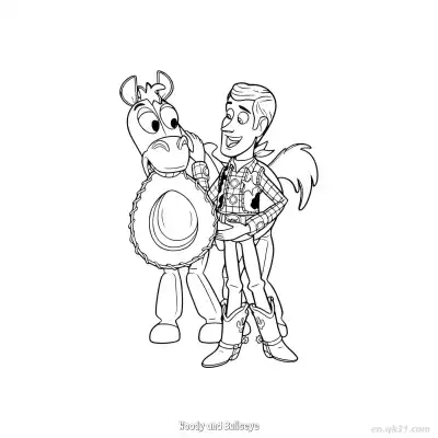 Free printable Woody and Bullseye  Coloring Page - Free PDF Printable Toy Story Coloring Sheets coloring page