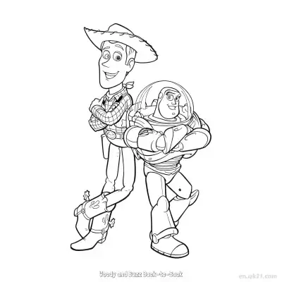 Free printable Woody and Buzz Back-to-Back  Coloring Page - Free PDF Printable Toy Story Coloring Sheets coloring page