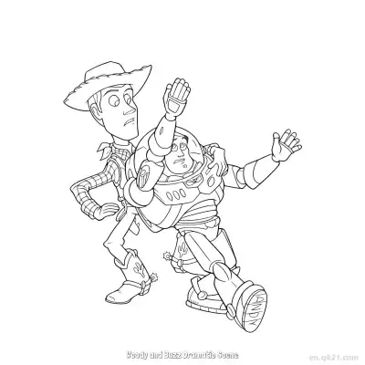 Free printable Woody and Buzz Dramatic Scene  Coloring Page - Free PDF Printable Toy Story Coloring Sheets coloring page