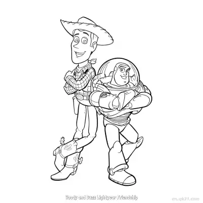 Free printable Woody and Buzz Lightyear Friendship  Coloring Page - Free PDF Printable Toy Story Coloring Sheets coloring page