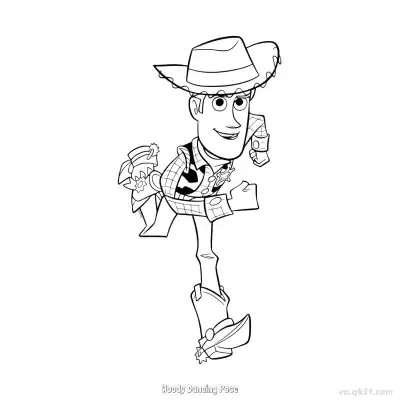 Free printable Woody Dancing Pose  Coloring Page - Free PDF Printable Toy Story Coloring Sheets coloring page
