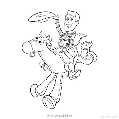 Free printable Woody Riding Bullseye  Coloring Page - Free PDF Printable Toy Story Coloring Sheets coloring page