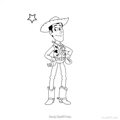 Free printable Woody Sheriff Pose  Coloring Page - Free PDF Printable Toy Story Coloring Sheets coloring page