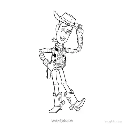 Free printable Woody Tipping Hat  Coloring Page - Free PDF Printable Toy Story Coloring Sheets coloring page