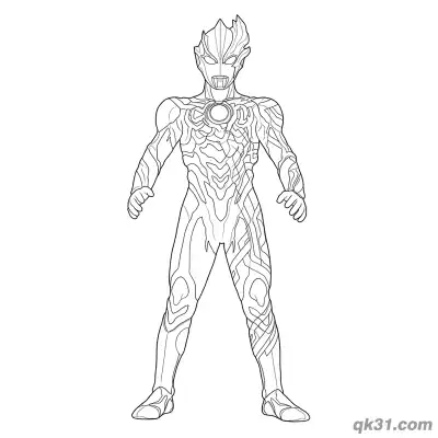 Free printable Ultraman Blazar Basic Frontal Standing Pose Coloring Page coloring page