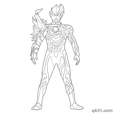 Free printable Ultraman Blazar Flame Shoulder Armor Standing Pose Coloring Page coloring page
