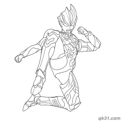 Free printable Ultraman Blazar Flying Kick Battle Pose Coloring Page coloring page