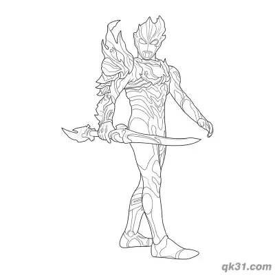 Free printable Ultraman Blazar Holding Blade Weapon Standing Pose Coloring Page coloring page