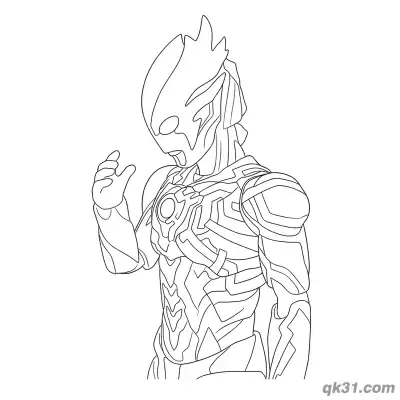 Free printable Ultraman Blazar Side View Raised Hand Half Body Pose Coloring Page coloring page
