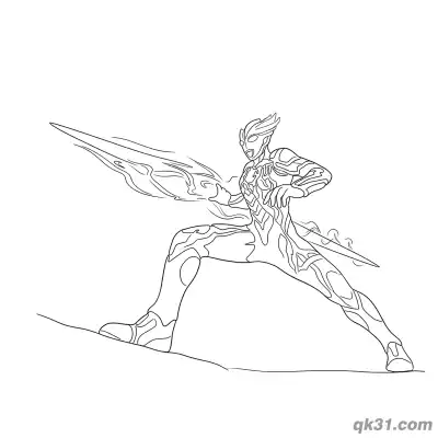 Free printable Ultraman Blazar Weapon Attack Stance Coloring Page coloring page