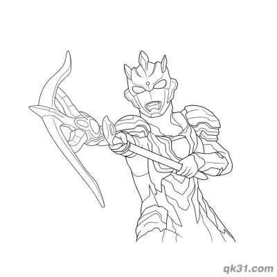 Free printable Ultraman Z Delta Claw Form Bow Shoot Pose Coloring Page coloring page
