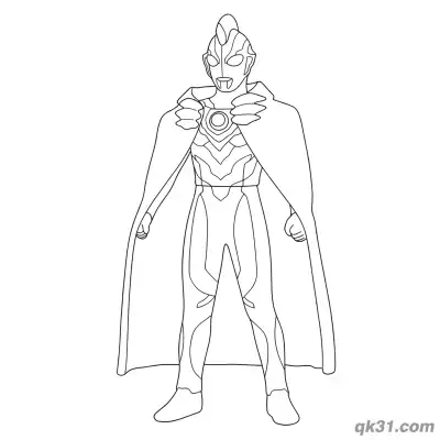 Free printable Ultraman Z Gamma Future Form Cape Pose Coloring Page coloring page