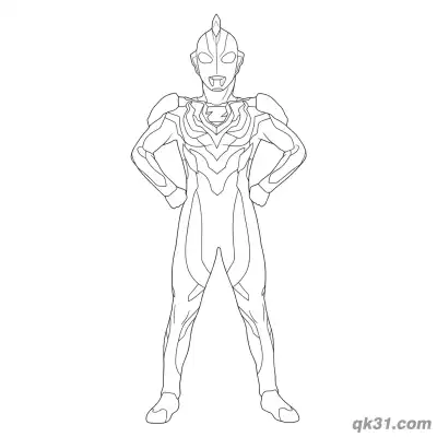 Free printable Ultraman Z Gamma Future Form Hands on Hips Pose Coloring Page coloring page