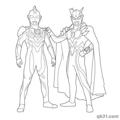 Free printable Ultraman Z with Zero Master Apprentice Coloring Page coloring page