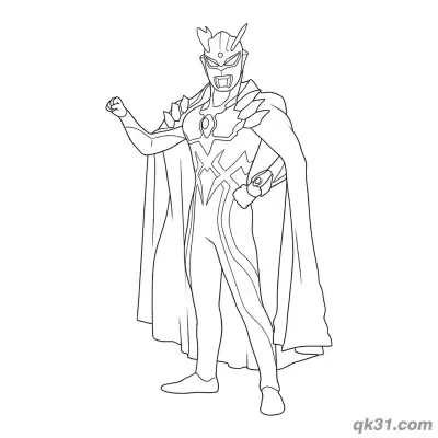 Free printable Ultraman Zero Cape Fists Standing Pose Coloring Page coloring page