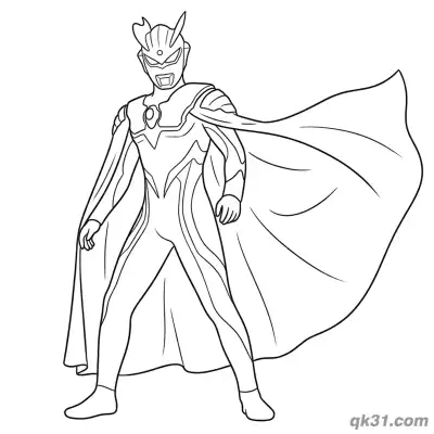 Free printable Ultraman Zero Cape Flowing Dynamic Pose Coloring Page coloring page