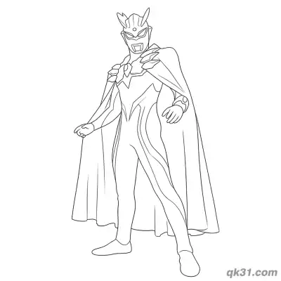 Free printable Ultraman Zero Cape Relaxed Standing Pose Coloring Page coloring page