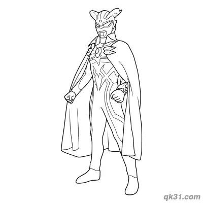 Free printable Ultraman Zero Cape Side View Standing Pose Coloring Page coloring page