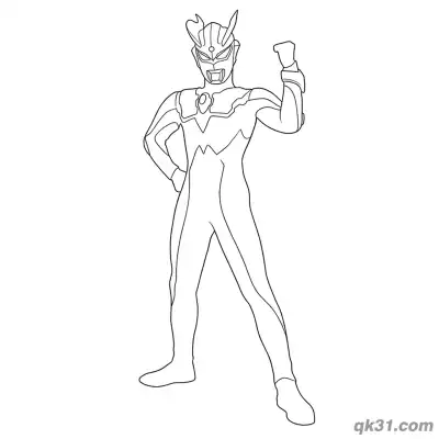 Free printable Ultraman Zero Hands on Hips Raised Fist Pose Coloring Page coloring page