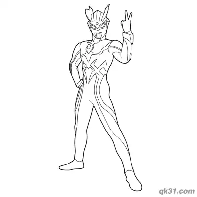 Free printable Ultraman Zero Hands on Hips V Sign Pose Coloring Page coloring page