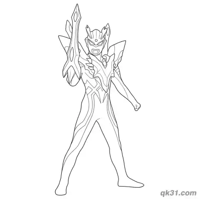 Free printable Ultraman Zero Holding Ultimate Weapon Coloring Page coloring page