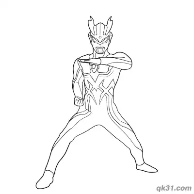 Free printable Ultraman Zero Horizontal Hand Attack Pose Coloring Page coloring page