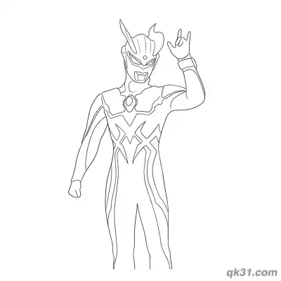 Free printable Ultraman Zero Raising Hand Gesture Coloring Page coloring page