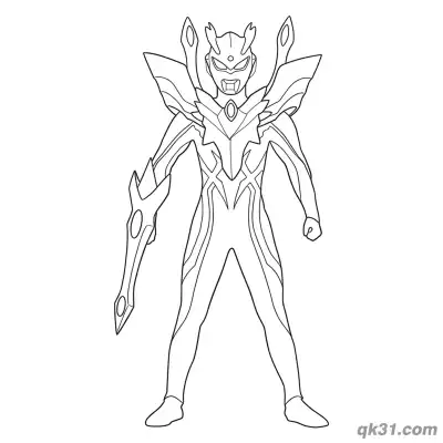 Free printable Ultraman Zero Ultimate Form with Shoulder Armor Weapon Pose Coloring Page coloring page