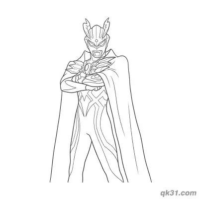 Free printable Ultraman Zero with Cape Arms Crossed Coloring Page coloring page