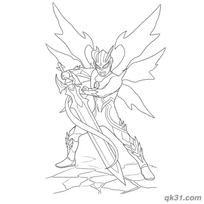 Free printable Ultraman Zero with Wings Holding Sword Coloring Page coloring page