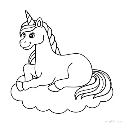 Free printable Cloud Lying Unicorn Coloring Page coloring page