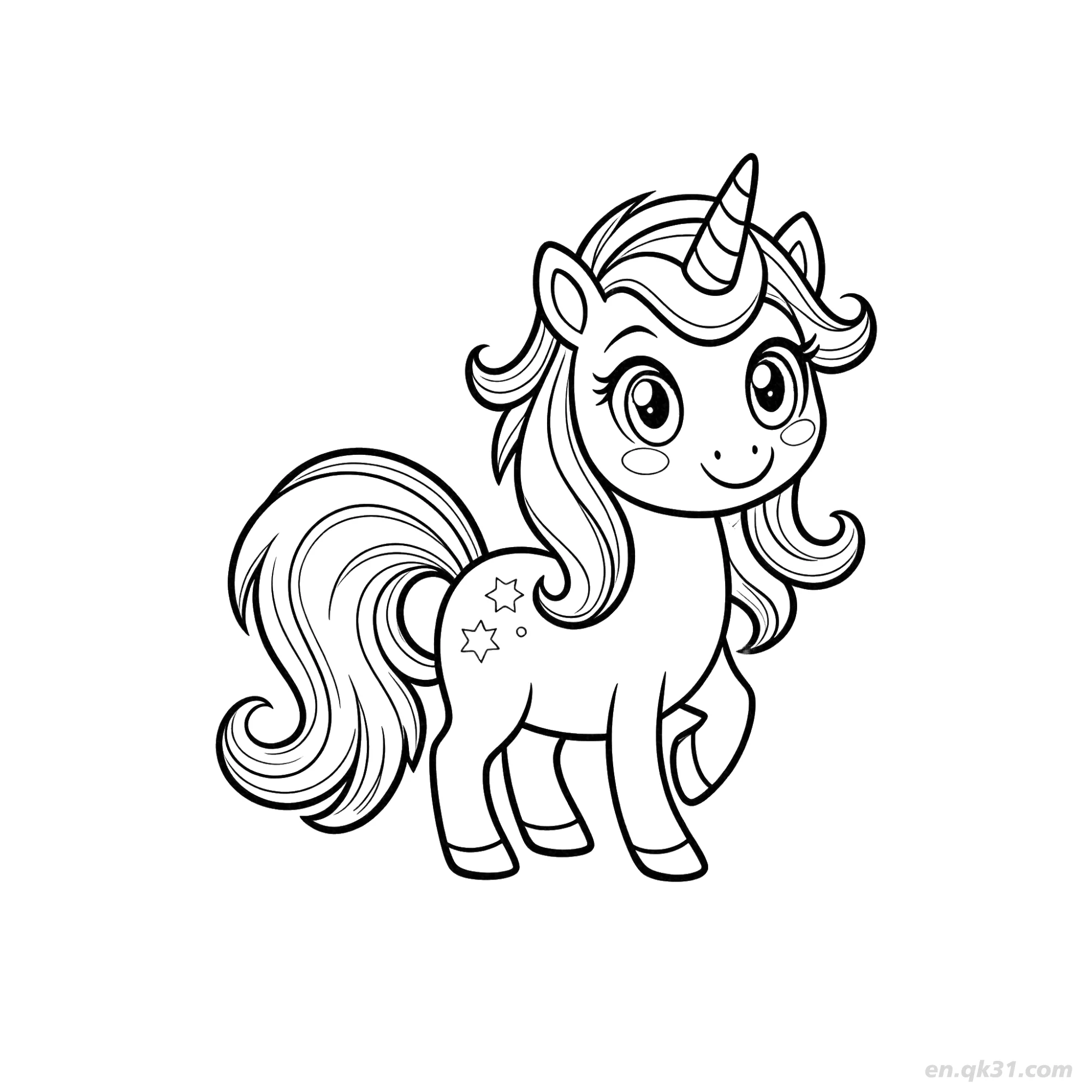 Cute Cartoon Unicorn Coloring Page – Free Printable Coloring Page for Kids and Adults