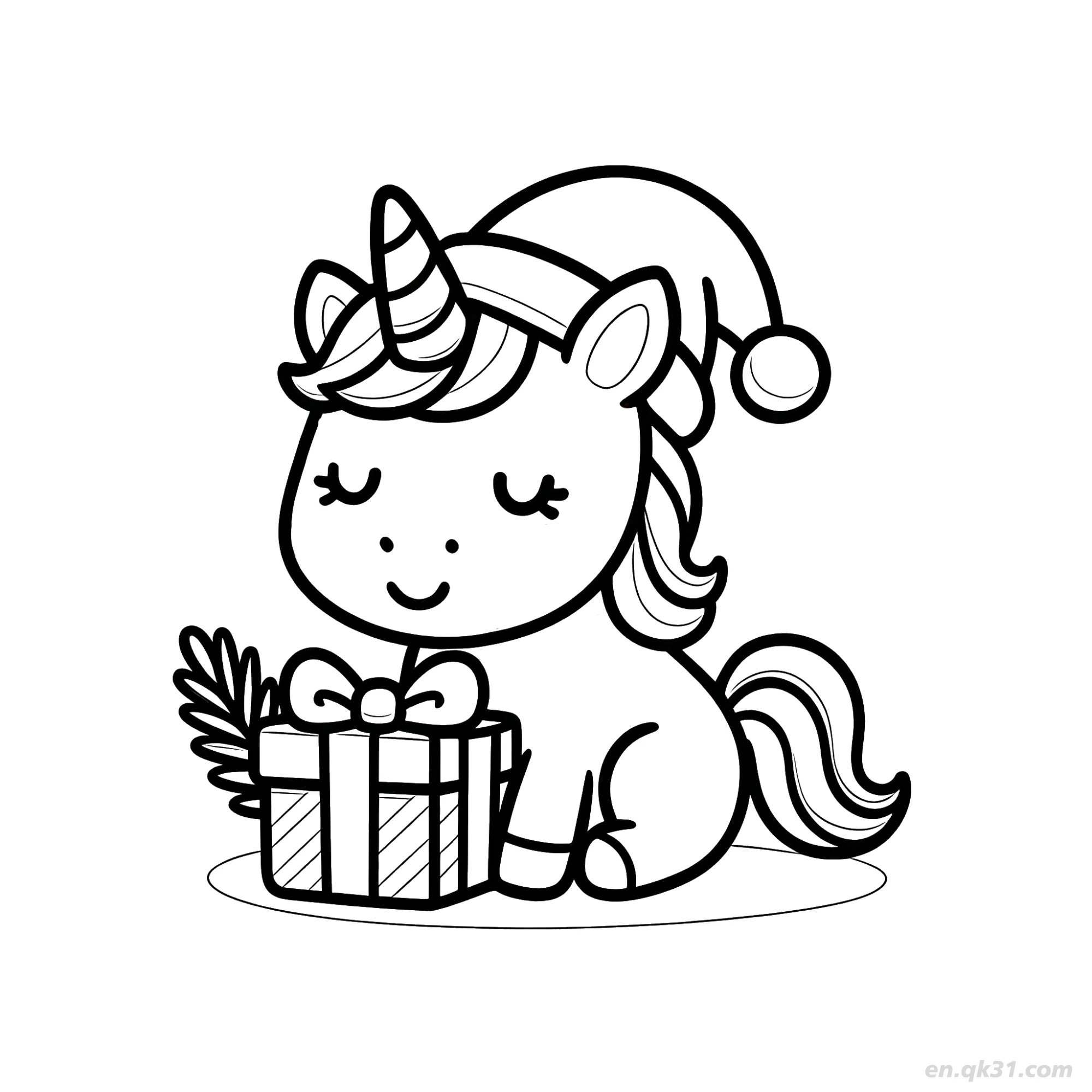 Gift Box Unicorn Coloring Page – Free Printable Coloring Page for Kids and Adults