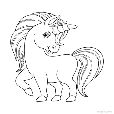 Free printable Playful Big Eyed Unicorn Coloring Page coloring page