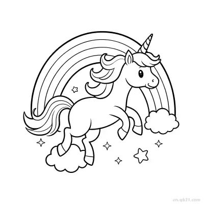 Free printable Rainbow Starry Unicorn Coloring Page coloring page