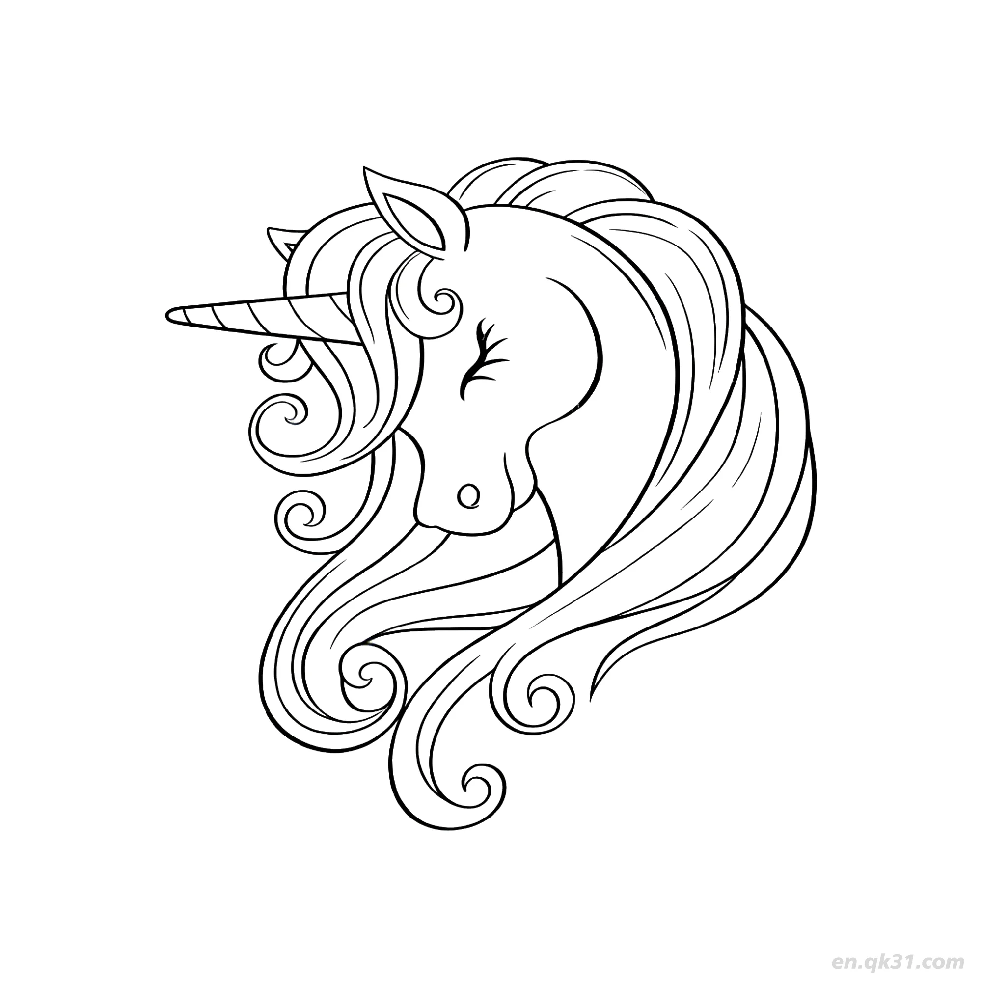 Side Pose Unicorn Coloring Page – Free Printable Coloring Page for Kids and Adults