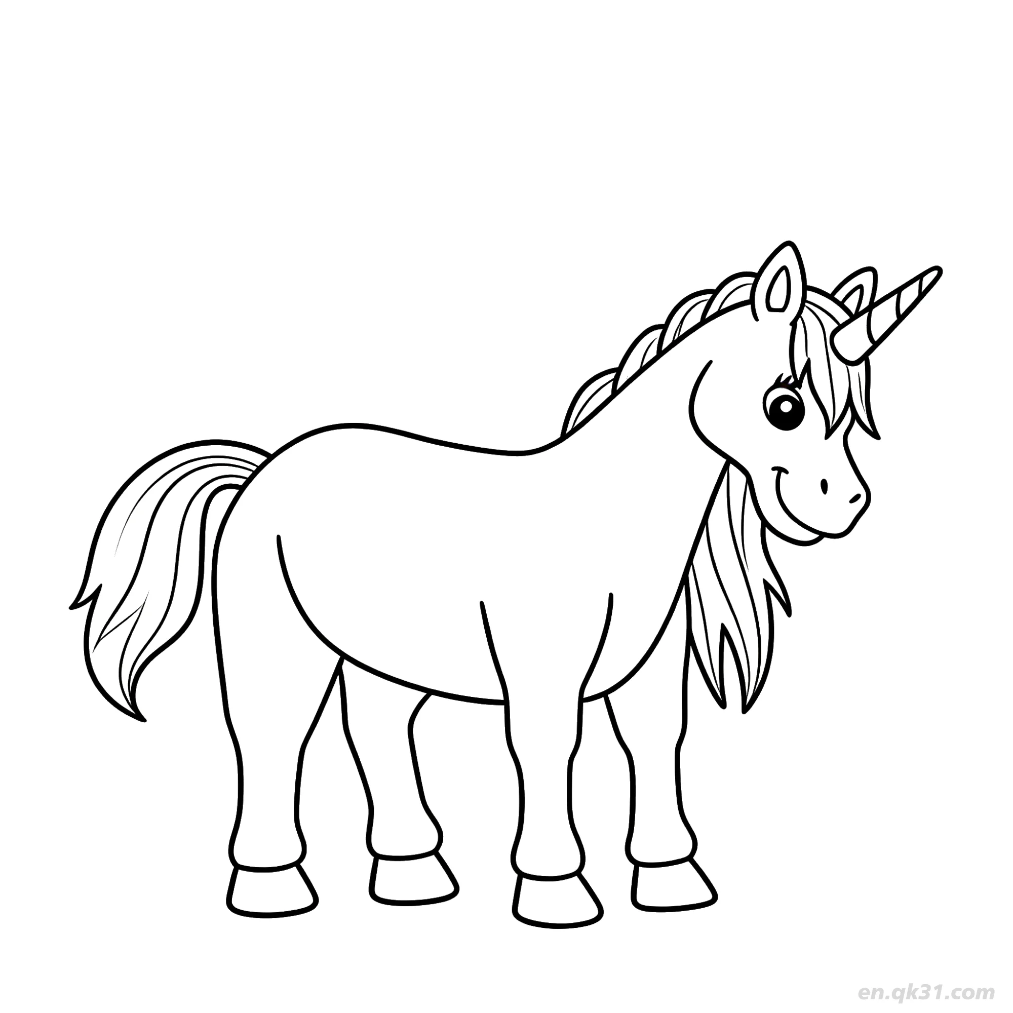 Standing Unicorn Coloring Page – Free Printable Coloring Page for Kids and Adults