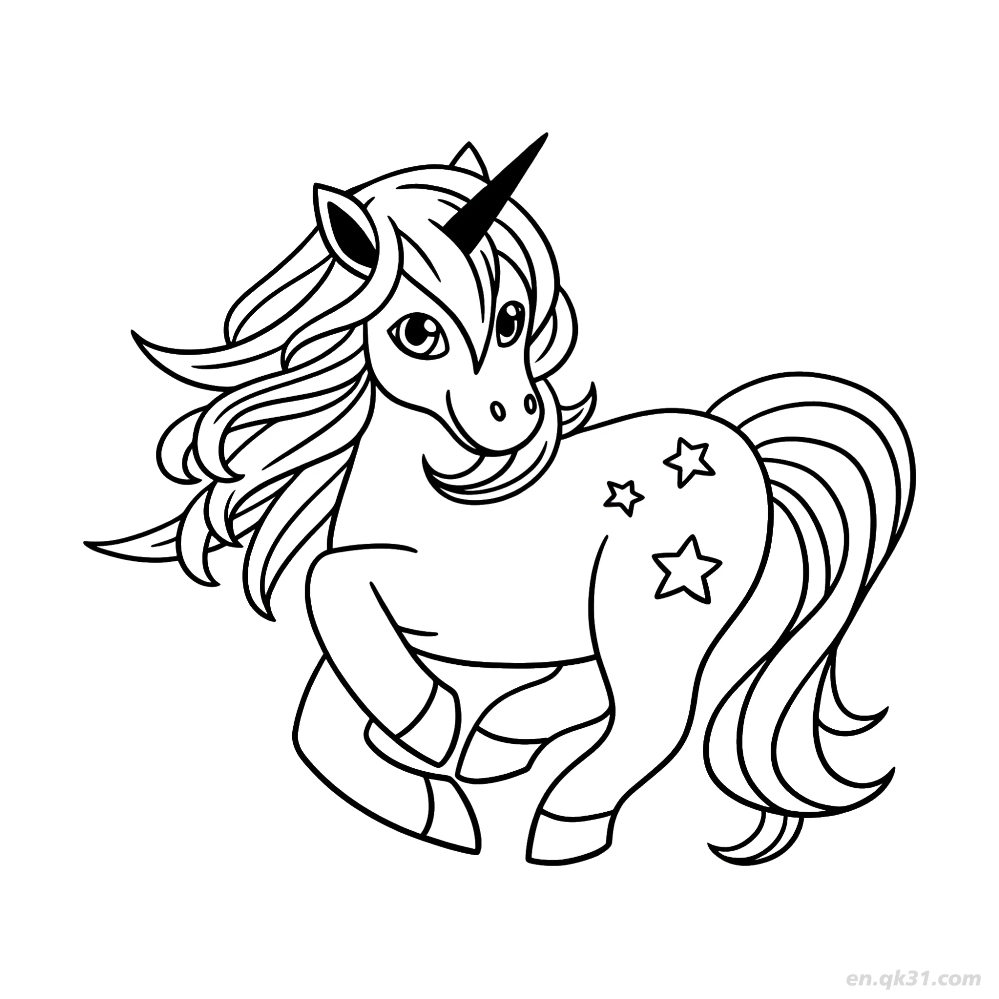 Star Patterned Unicorn Coloring Page – Free Printable Coloring Page for Kids and Adults