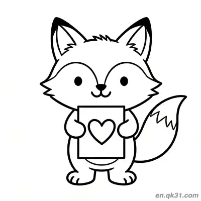 Free printable Adorable Fox Valentine Love Card coloring page