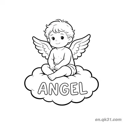 Free printable Angel Sitting on Cloud Valentine Page coloring page