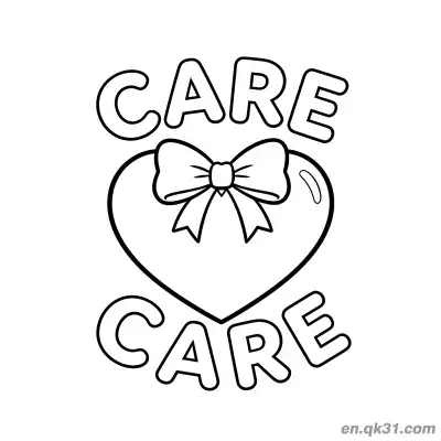 Free printable Care Heart with Bow Valentine Page coloring page