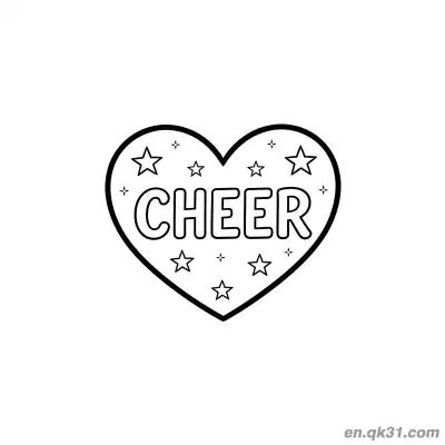 Free printable Cheer Heart with Stars Valentine Page coloring page
