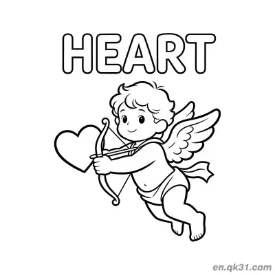 Free printable Cupid Holding Heart Valentine Page coloring page