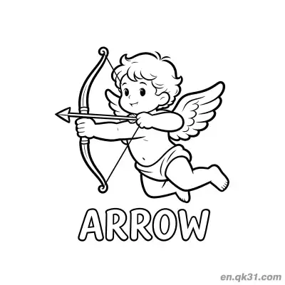 Free printable Cupid Shooting Arrow Valentine Page coloring page