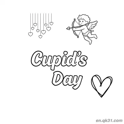 Free printable Cupid Themed Valentine Page coloring page