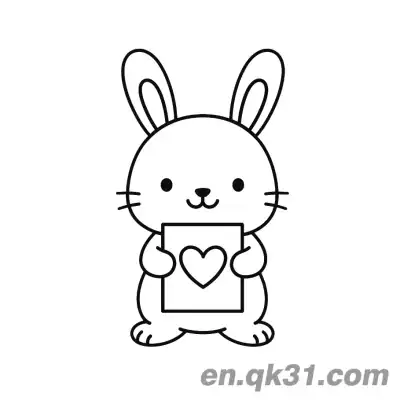 Free printable Cute Bunny Holding Heart Valentine Page coloring page