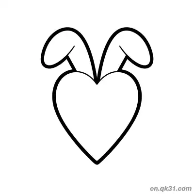 Free printable Heart with Bunny Ears Valentine Page coloring page