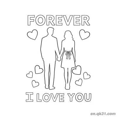 Free printable Forever Love Couple Valentine Page coloring page