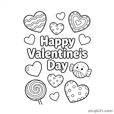 Free printable Heart Candies Valentine Page coloring page